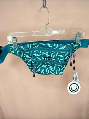 Neff Teal and Mint Abstract 90s retro Structure Waistpack Fanny Pack